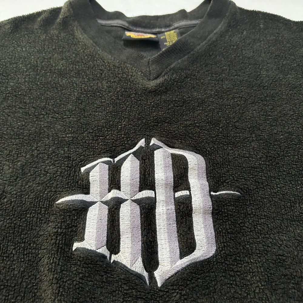 VTG Harley Davidson Fleece Pullover Men M Black Embroidered HD‎ Biker Moto USA